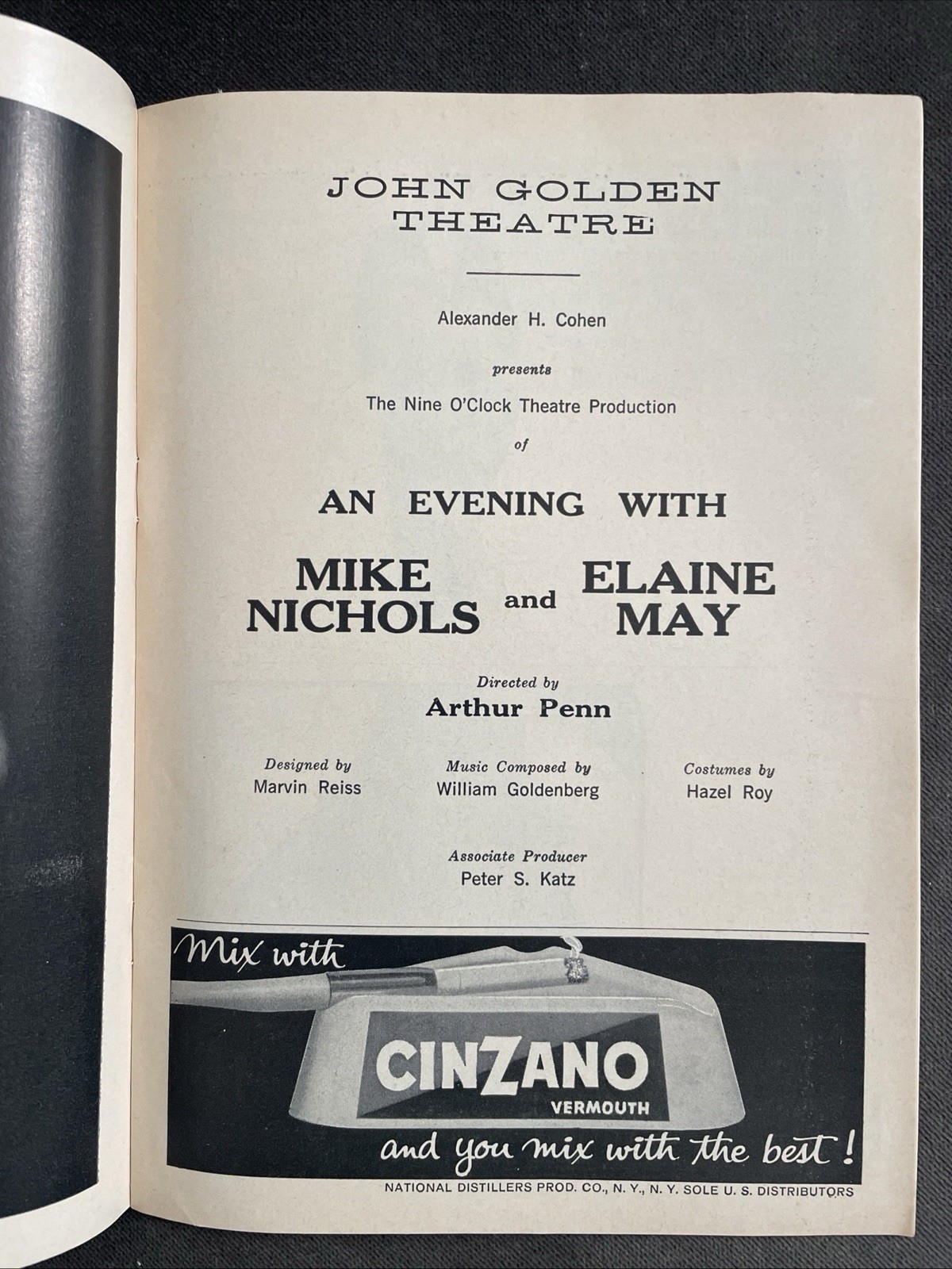 AN EVENING WITH MIKE NICHOLS & ELAINE MAY JOHN GOLDEN THEATRE PLAYBILL 3/13/1961