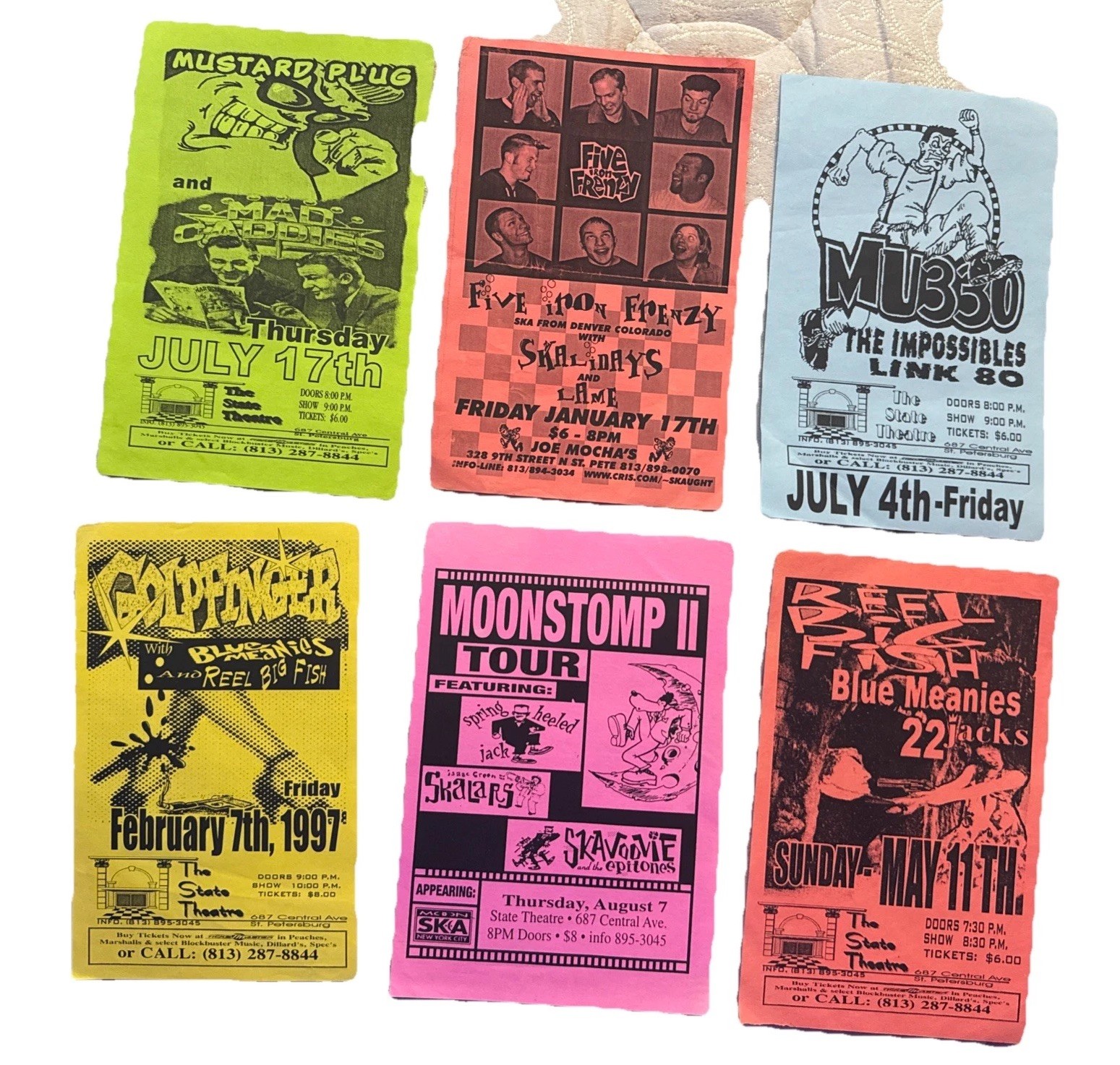 6 Lot 90s Ska Concert Flyers St Pete Florida Punk Emo Original music bands