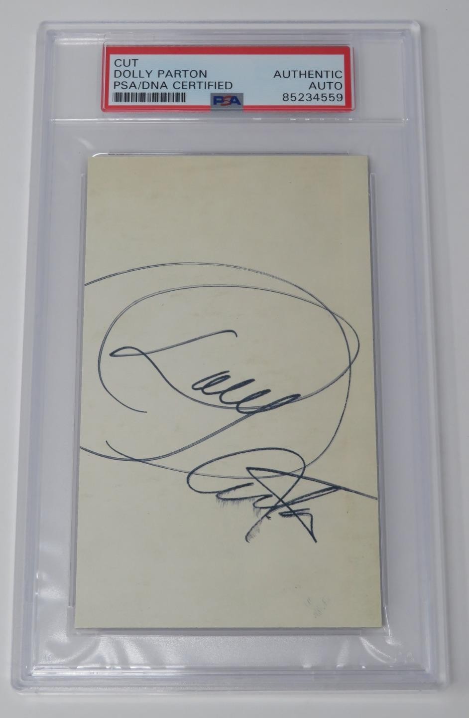 DOLLY PARTON Signed Autograph 3×5 Index Card Cut Page Slab PSA JSA