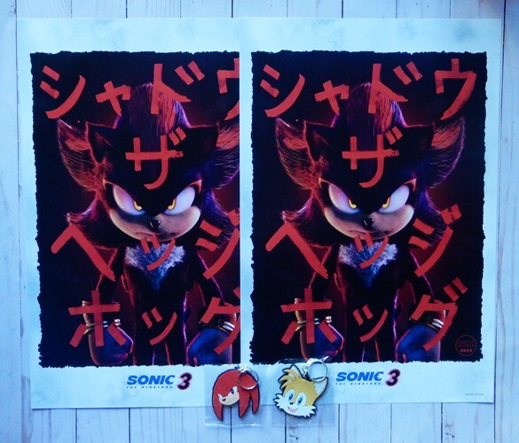 SONIC THE HEDGEHOG 3 AMC Dolby Event 2 Posters+2 Keychains Knuckles Tails 2024