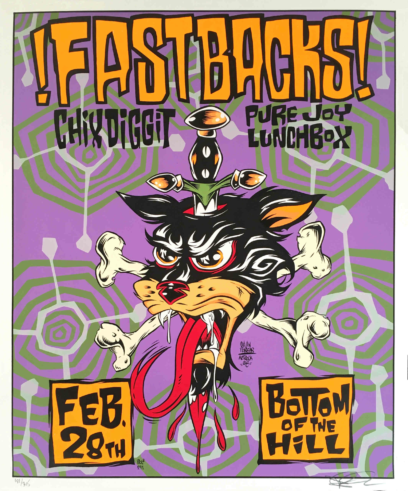 Fastbacks Poster Chixdiggit Bottom of the Hill San Francisco 1998 SN Alan Forbes