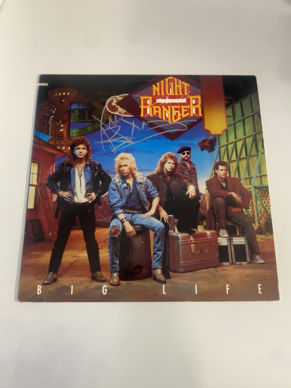 Night Ranger Autographed Vinyl Cover Jack Blades Big Life V038