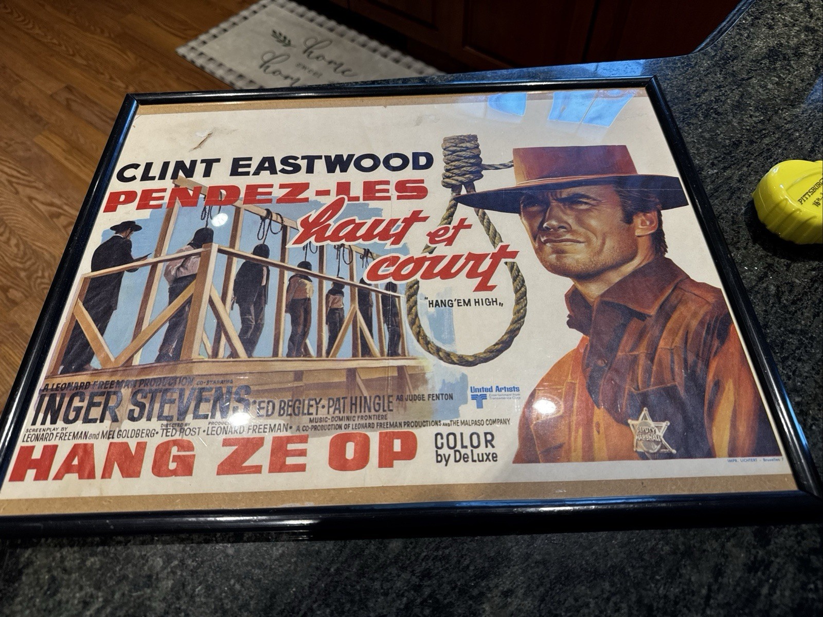 Clint Eastwood FRAMED Vintage 14 X 20 Inch Folded Belgian Movie Poster RARE