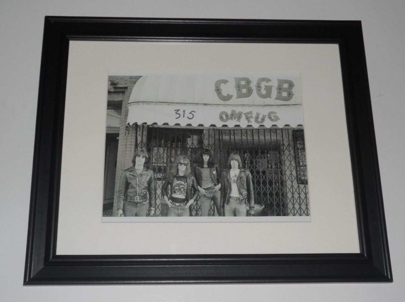 Large Framed Ramones CBGB 1975 B/W NYC Punk Johnny, Joey, Tommy, Dee Dee 24″x20″