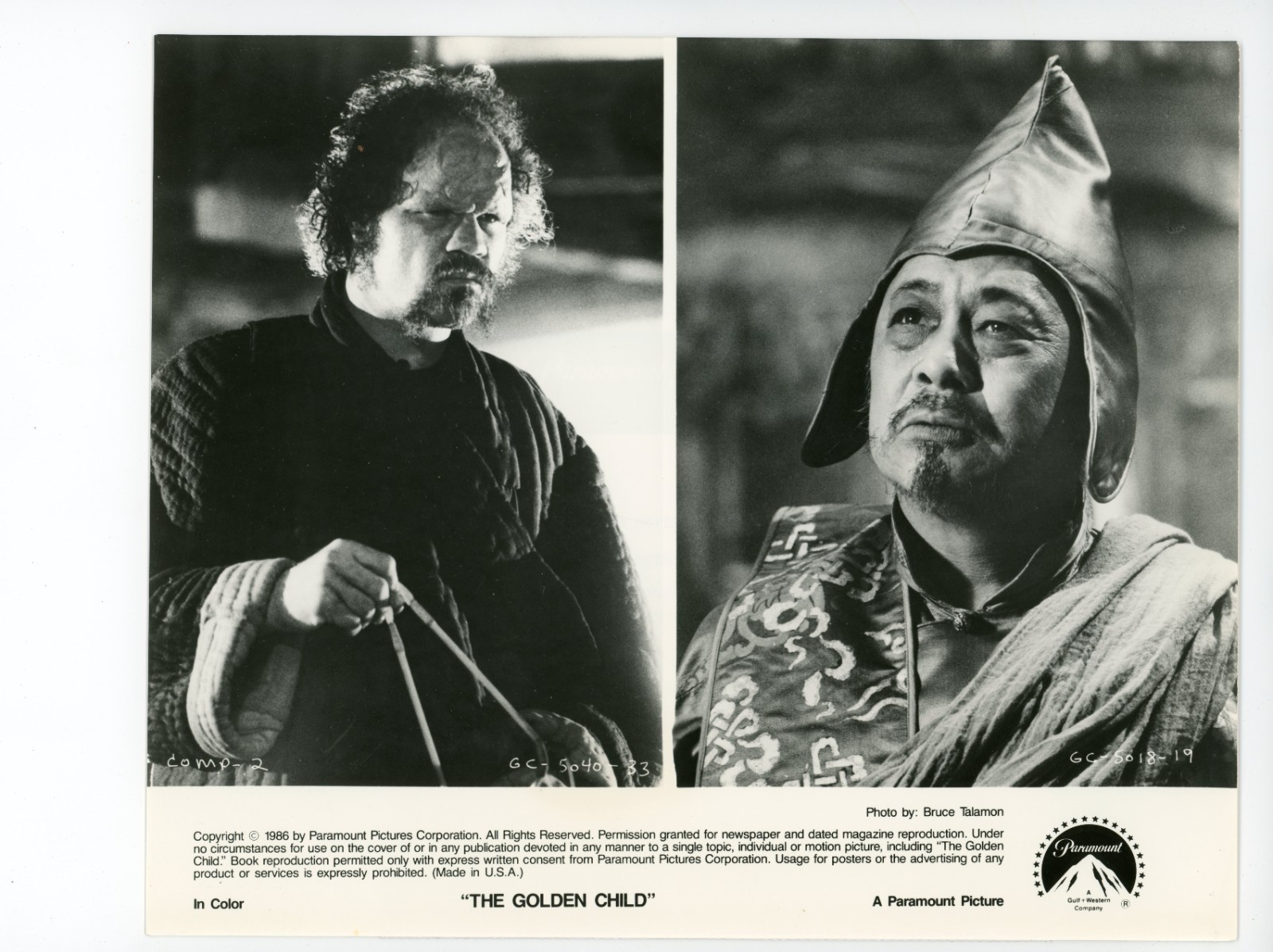 THE GOLDEN CHILD 1986 MOVIE Publicity Photo Randall Tex Cobb Victor Wong