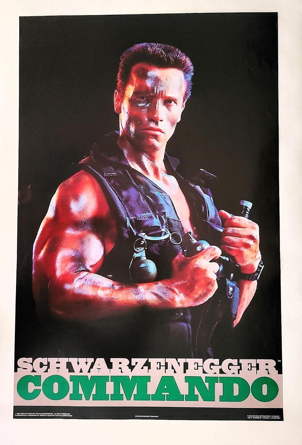 Arnold Schwarzenegger Poster – Commando 1985 20th Century 34×22 C/C – Free Ship