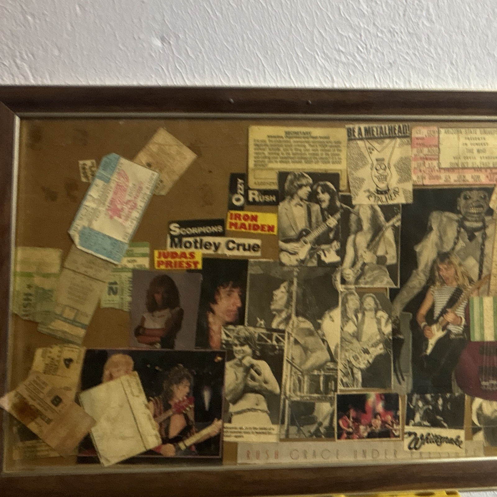 Framed Rock/Metal Concert Memorabilia Collage Ticket Stubs & Clippings
