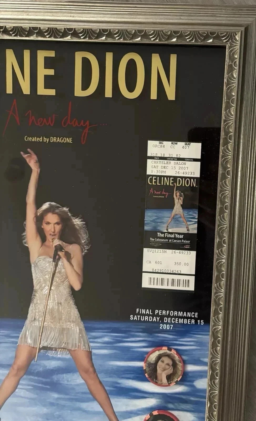 Celine Dion Shadow Box Display Case A New Day Live In Las Vegas 2007 Mega Rare