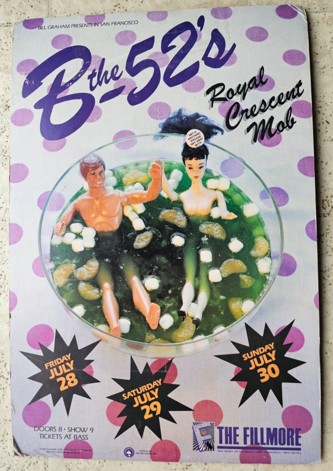 B-52’s Poster Royal Crescent Mob Fillmore SF 1989 Barbie Ken B52s B52’s B GRAHAM
