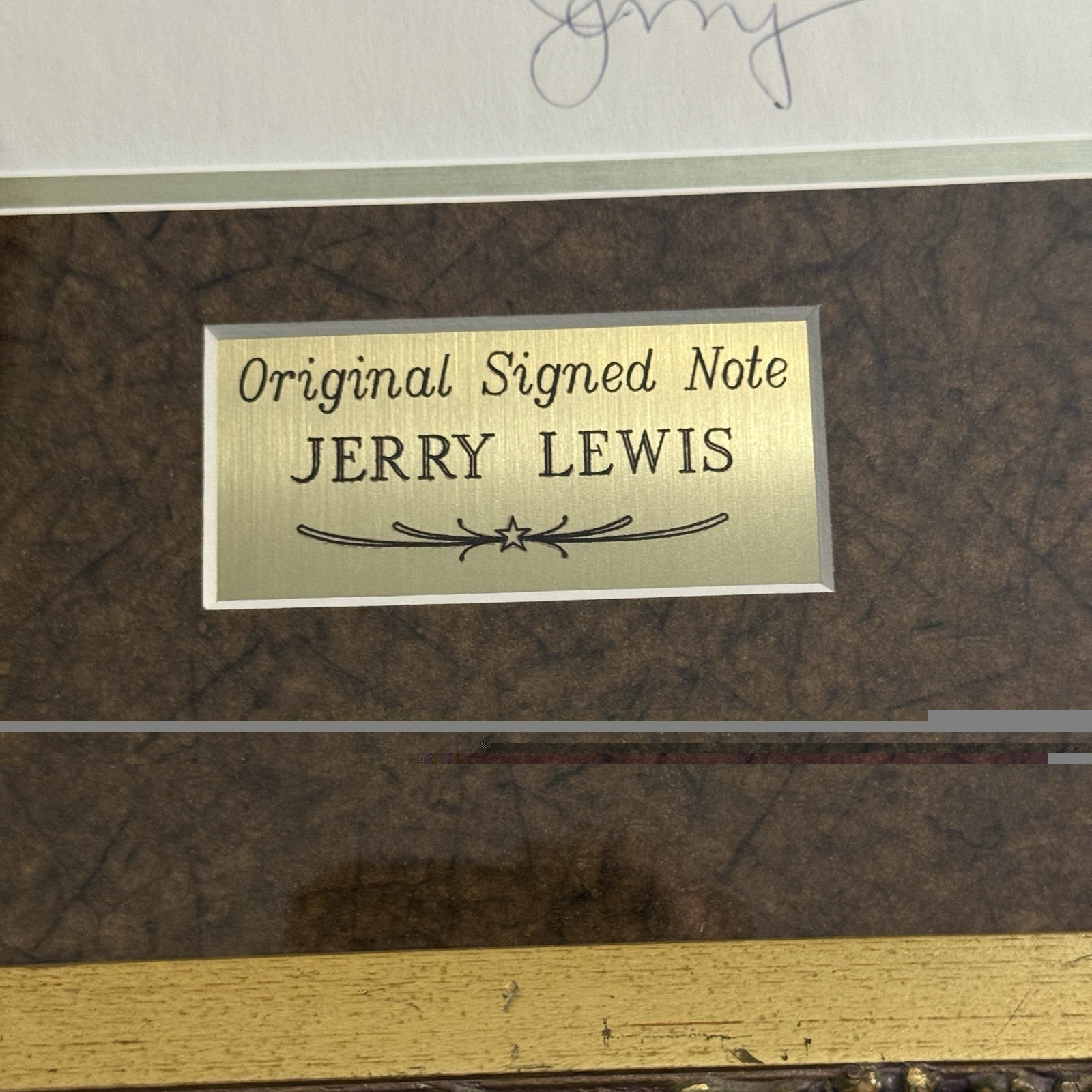 Jerry Lewis Signed Handwritten Note Framed w Dean Martin Photo Display