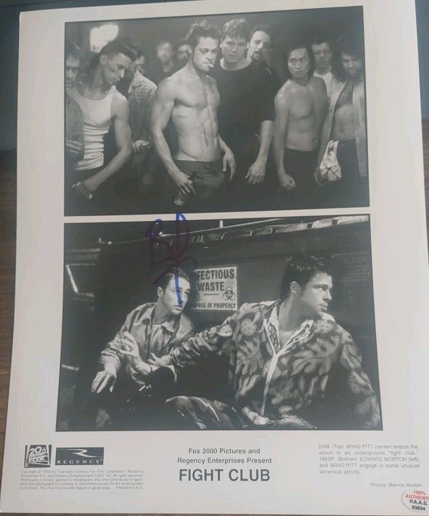 Brad Pitt Hand Signed Photo Fight Club Promo 8×10 In- Person COA 100% Authentic