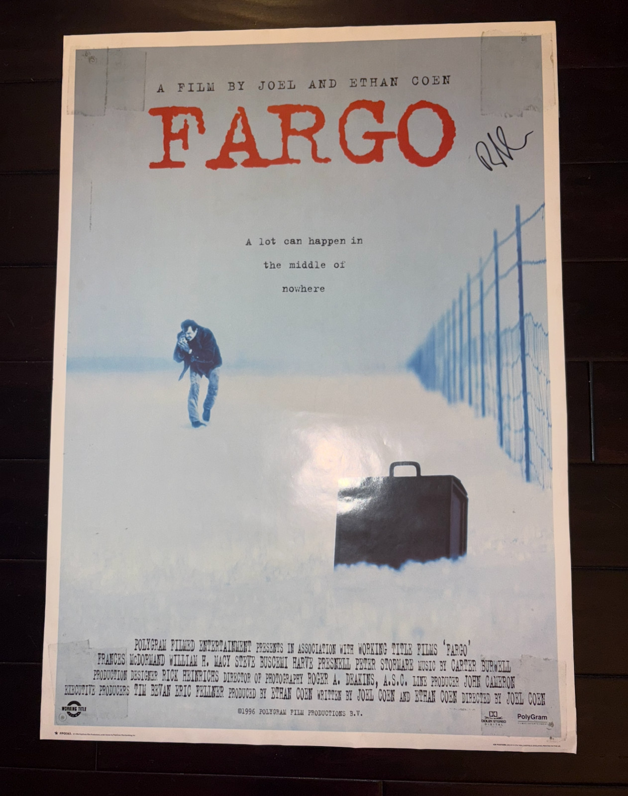 ROGER DEAKINS SIGNED FARGO POSTER RARE 25 x35 INCHES