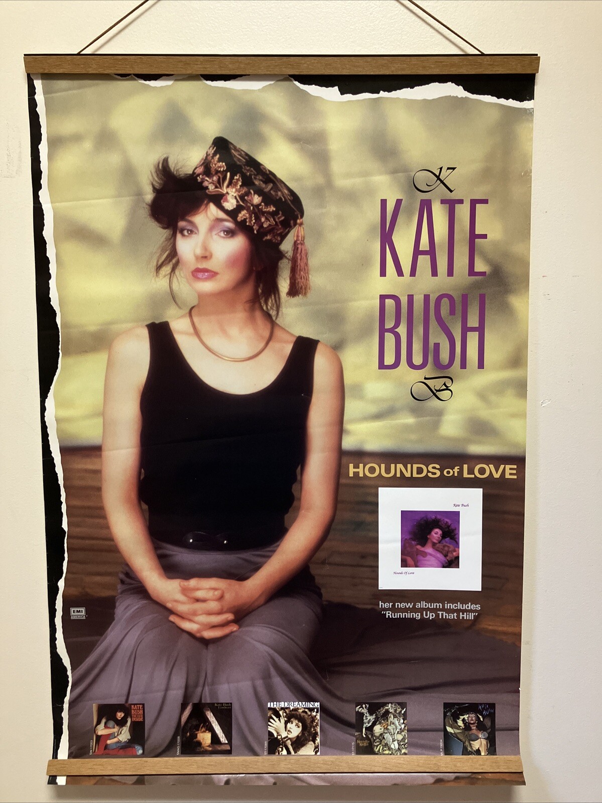 Original 1985 KATE BUSH Hounds Of Love PROMO POSTER Running Up That Hill 24”x36”