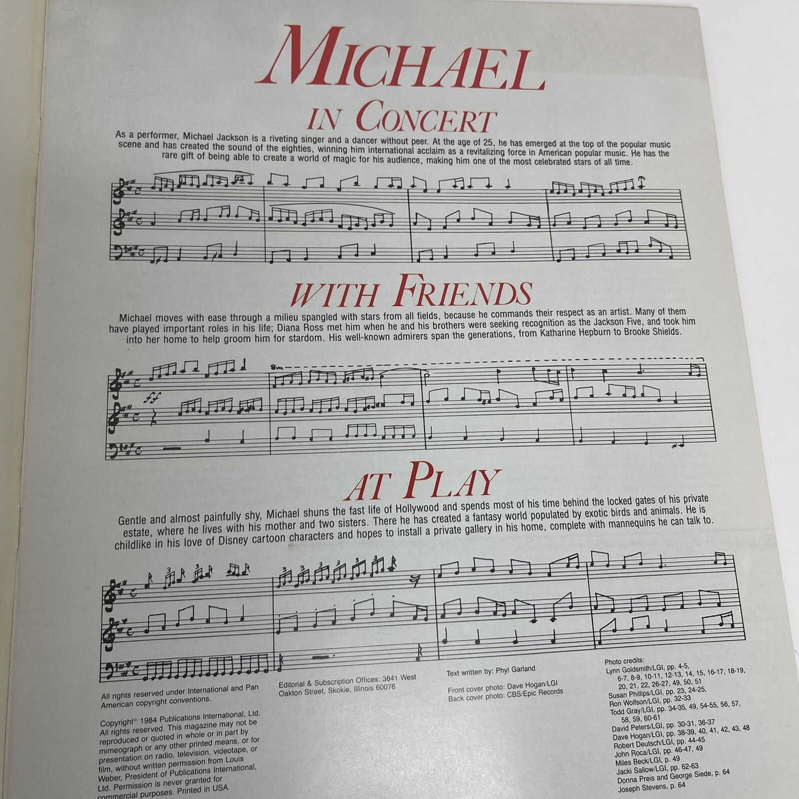 Michael Jackson Special Section Michael in Concert 1984 Book Booklet Magazine
