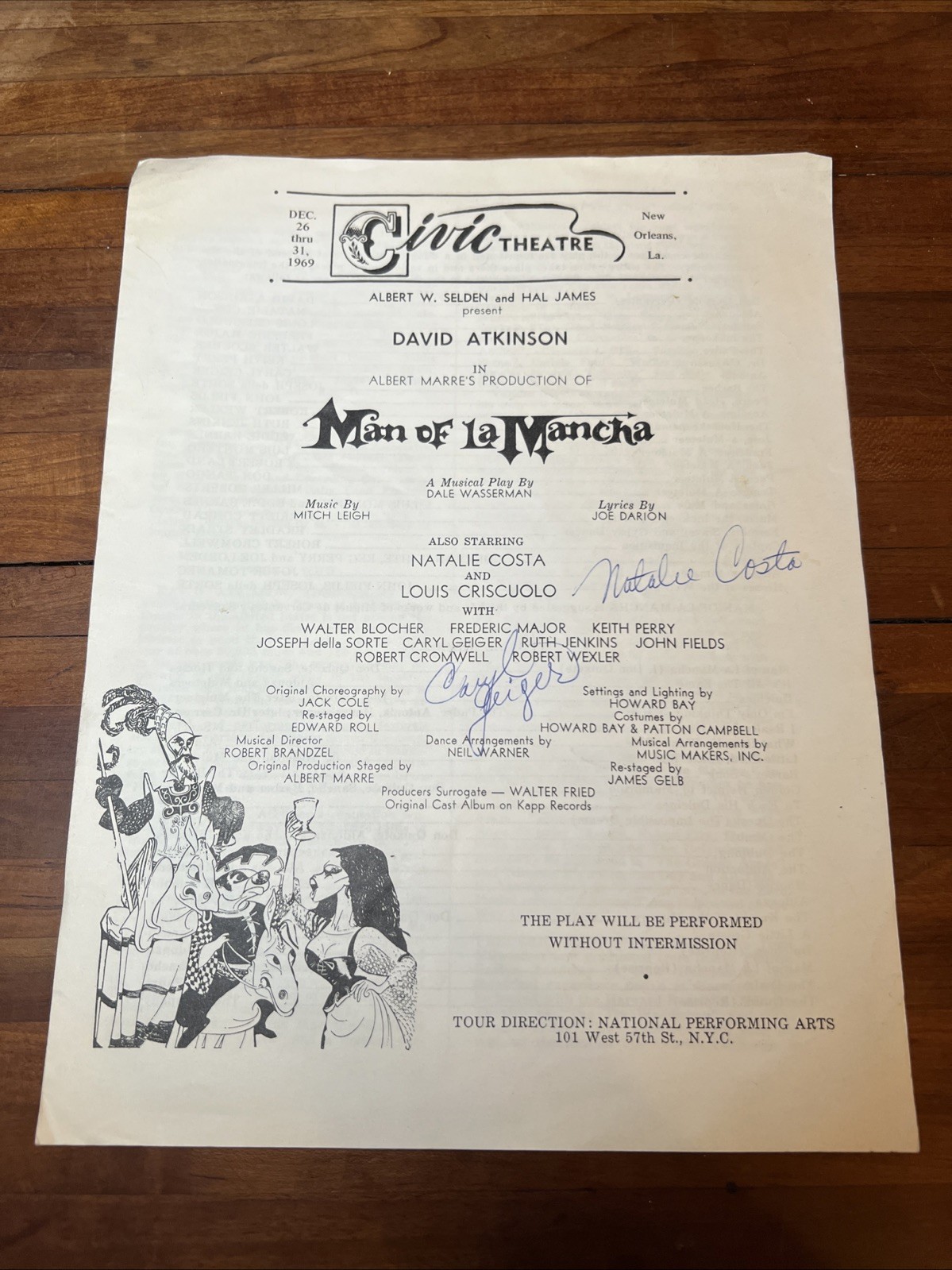 MAN OF LA MANCHA Theatre Program (1969) Civic Theater New Orleans Louisiana TCE4