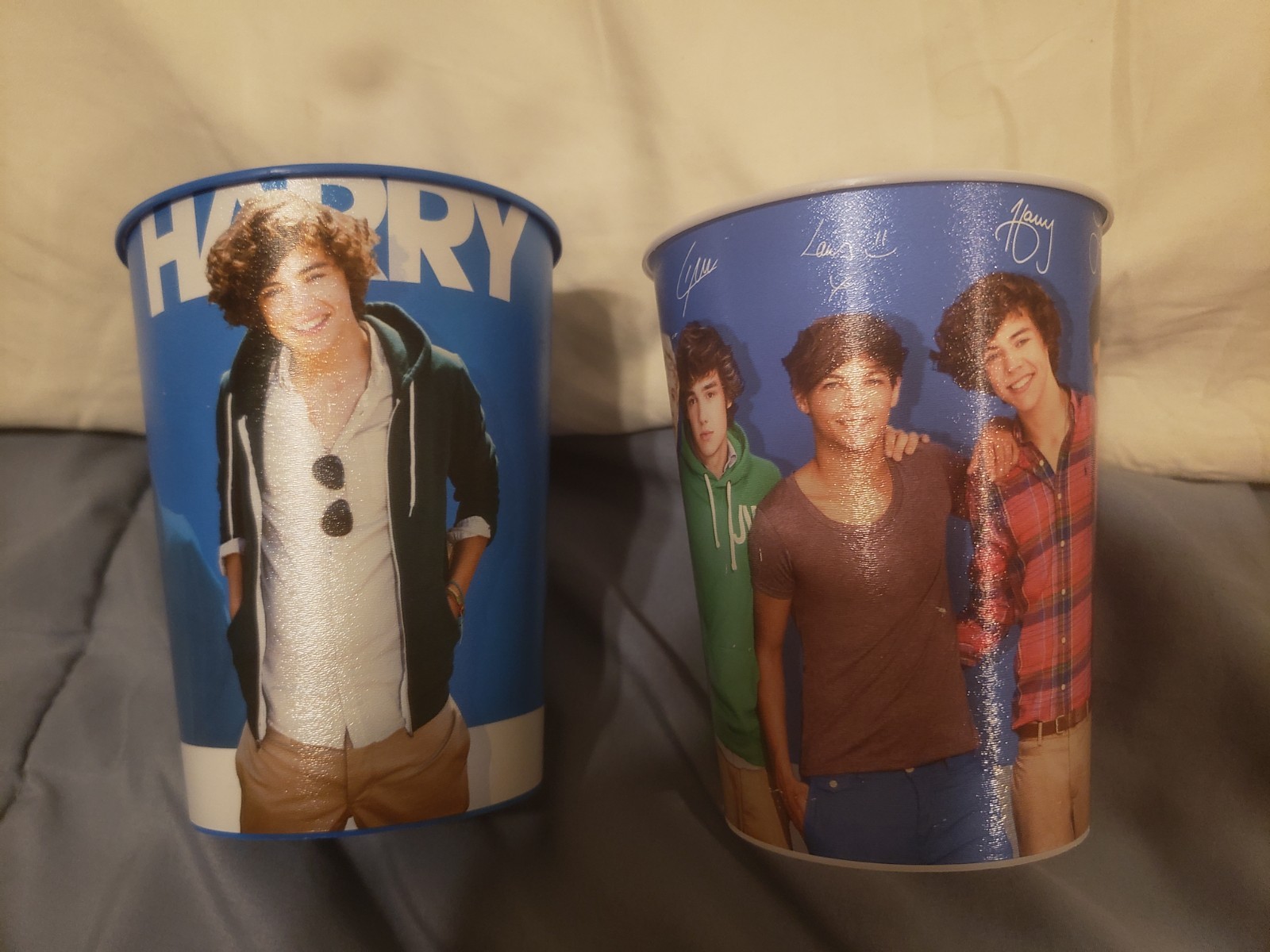One Direction 1D Collector Plastic Cups 16oz- Harry Styles Lot of 2