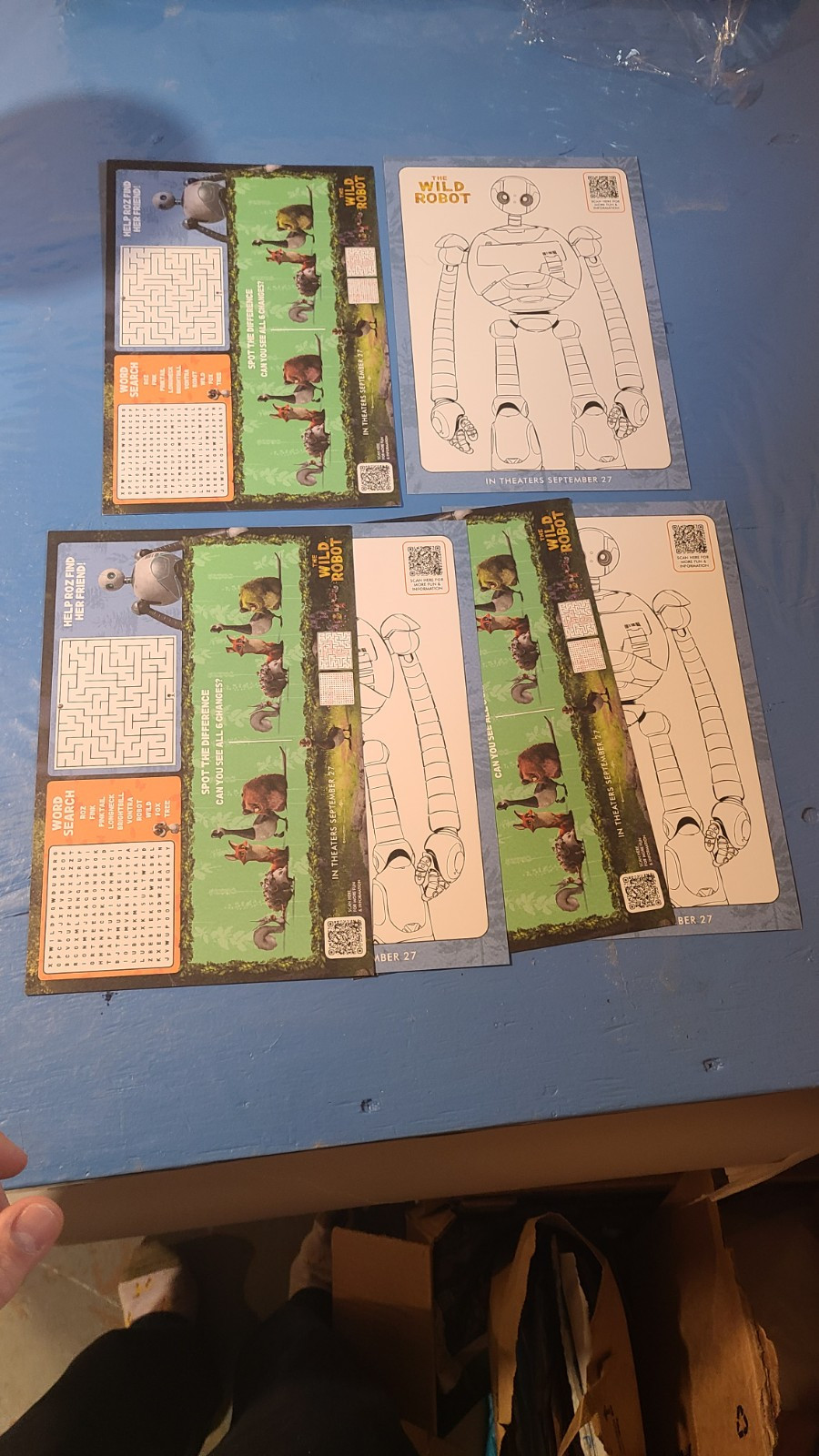 Dreamworks The Wild Robot Activity Page Lot of 6 Unused Excellent Quality