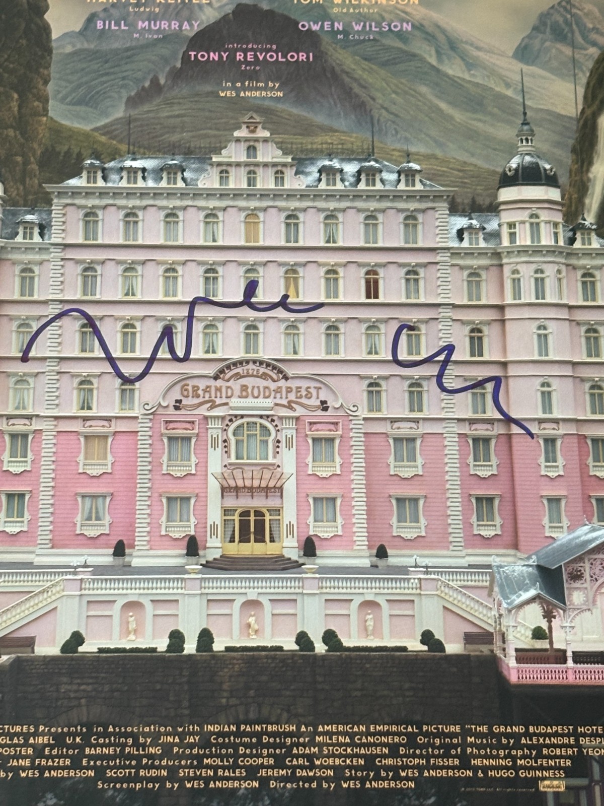 Wes Anderson Signed Autograph The Grand Budapest Hotel 12×18 Poster Beckett BAS