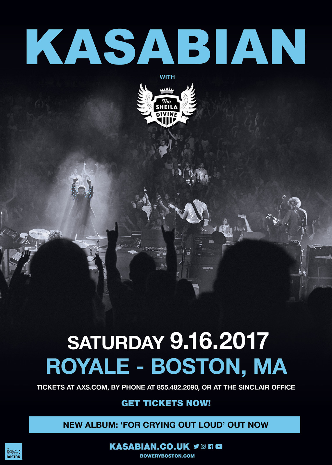 KASABIAN/SHEILA DIVINE 2017 BOSTON, MASS CONCERT TOUR POSTER – Indie / Alt Rock