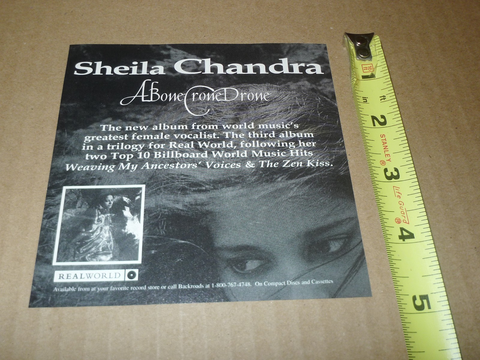 SHEILA CHANDRA bone crone drone SMALL PRINT AD hindustani ambient world music