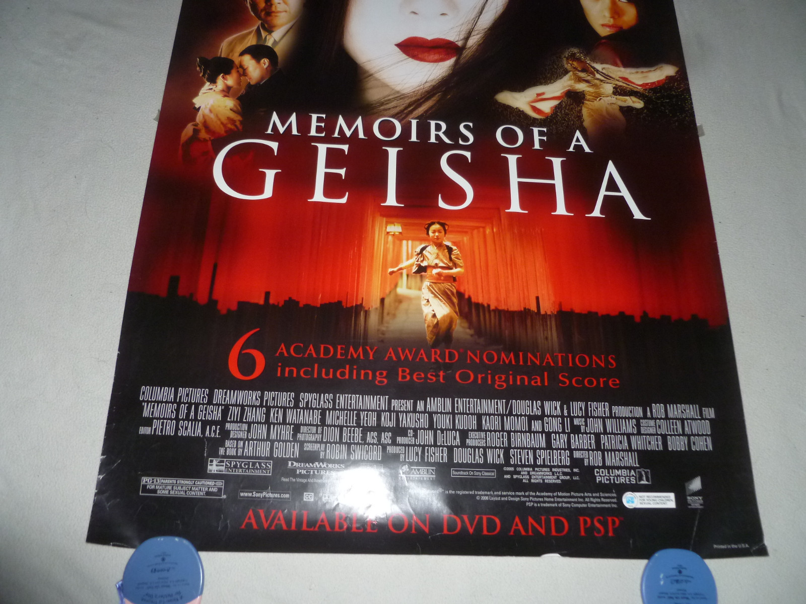 MEMOIRS OF A GEISHA DVD MOVIE POSTER DREAMWORKS PSP 2006 ONE SIDED 39 3/4 X 27
