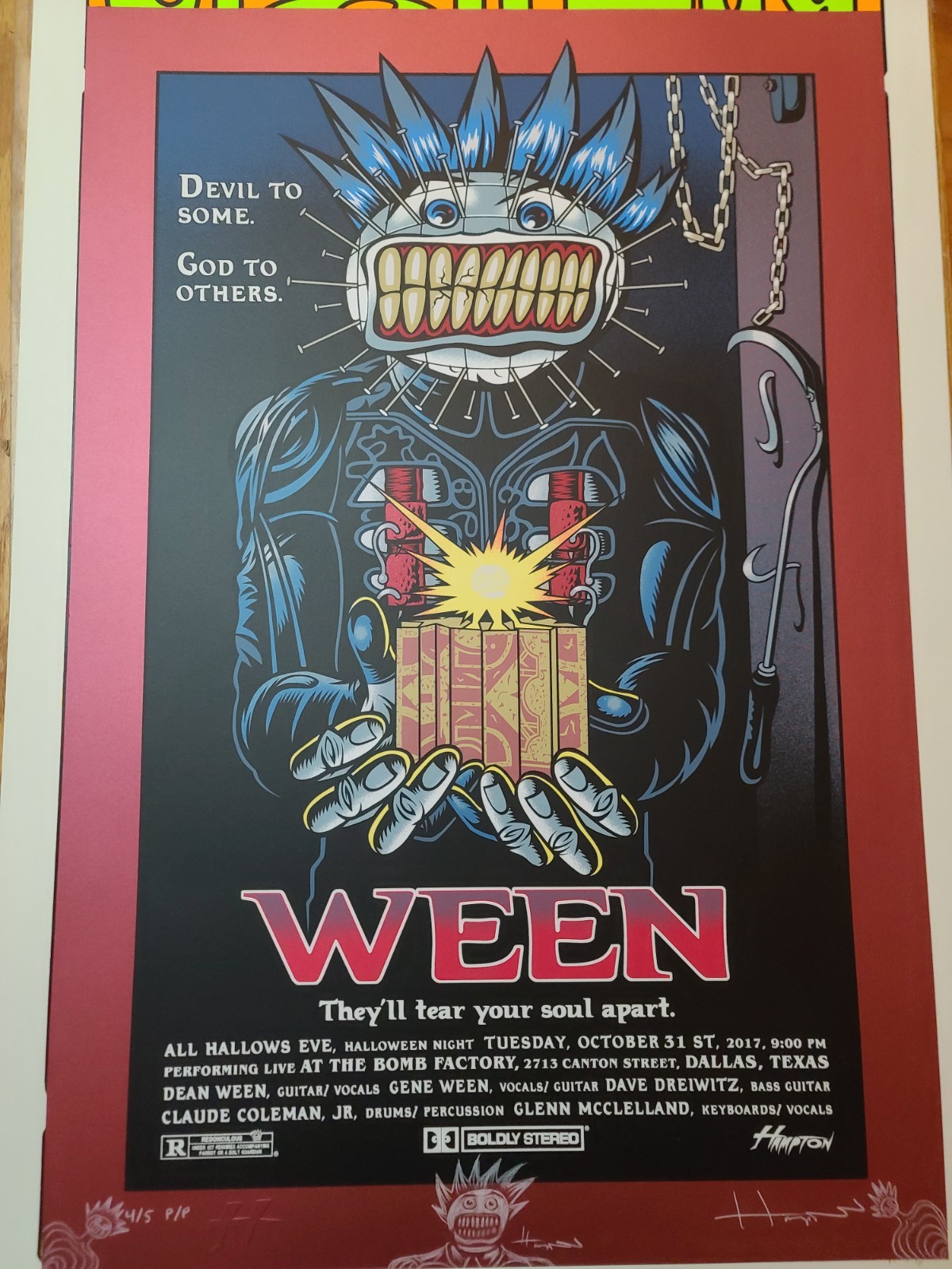 WEEN Concert Poster 2017 Halloween Dallas TX Justin Hampton BLOOD Variant