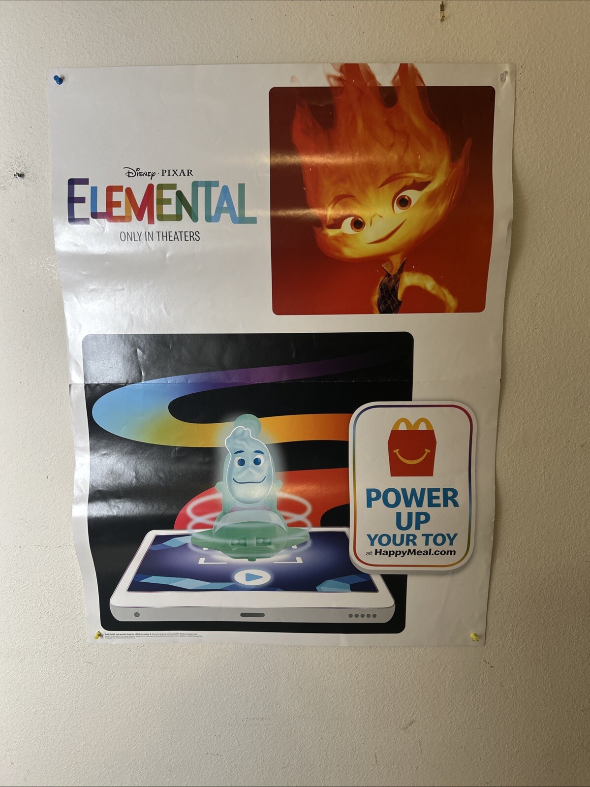 Disney Pixar Elementals McDonald’s Promotional Poster 26×36