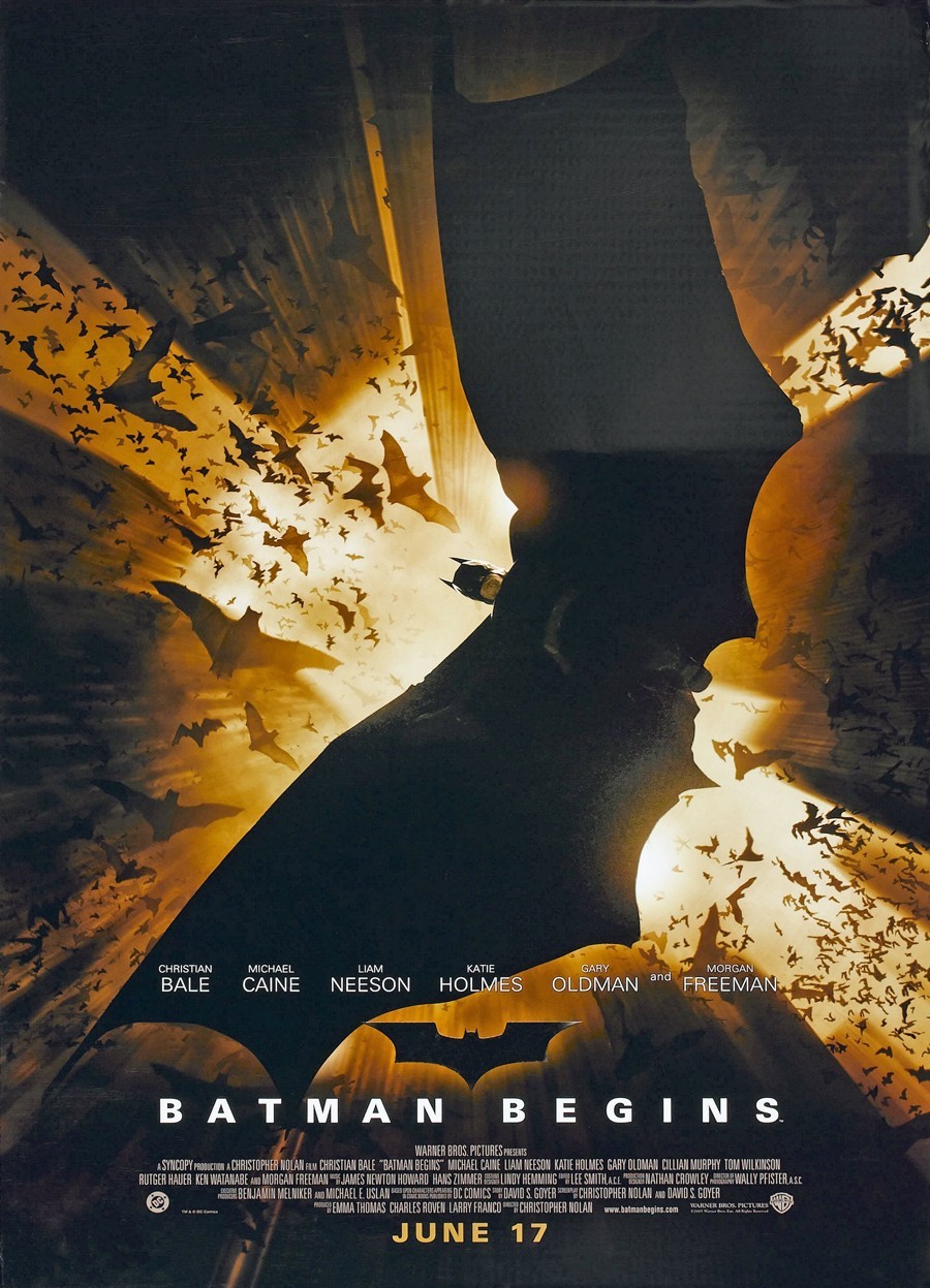 BATMAN BEGINS MOVIE POSTER 2 Sided RARE ORIGINAL FINAL VF 27×40 CHRISTIAN BALE
