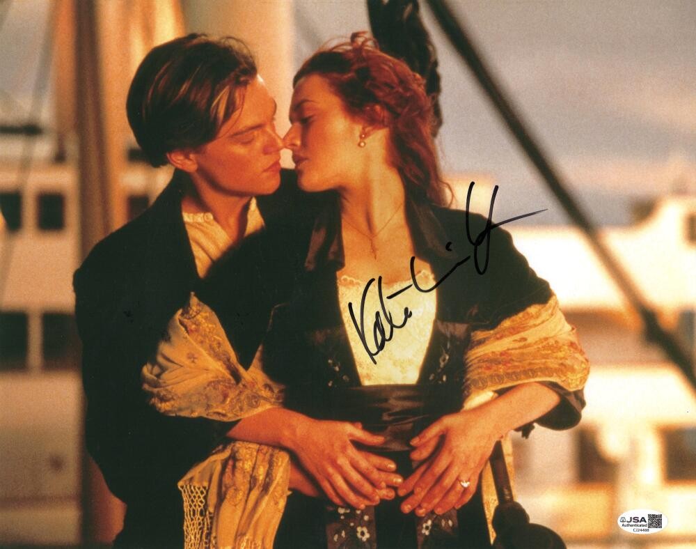 Kate Winslet Signed Autograph 11×14 Photo w/ Leonardo Dicaprio in Titanic JSA