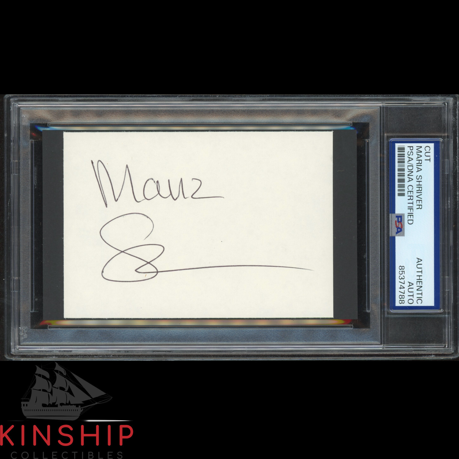 Maria Shriver signed cut PSA DNA Slabbed Arnold Schwarzenegger Wife Auto C4330