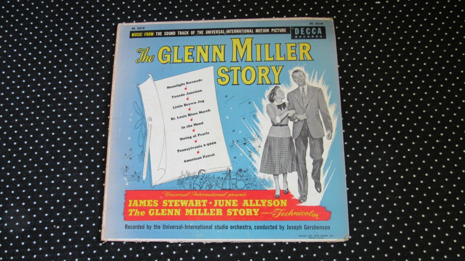 VINTAGE THE GLEN MILLER STORY SOUND TRACK, RECORD 33-1/3 RPM UN-TESTED LOOKS OK