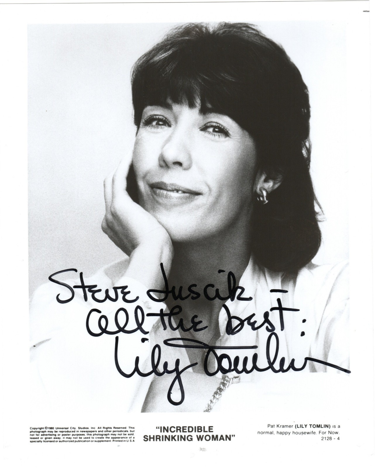 LILY TOMLIN Autograph Inscribed Signed 8X10 B&W 1981 Publicity Photo w/ COA