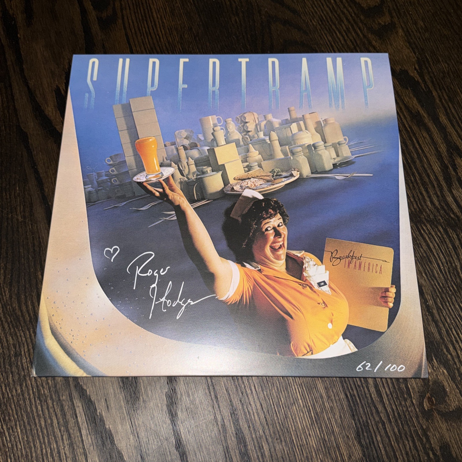 Supertramp Breakfast In America EX Vinyl Record Signed by Roger Hodgson NUMBERED