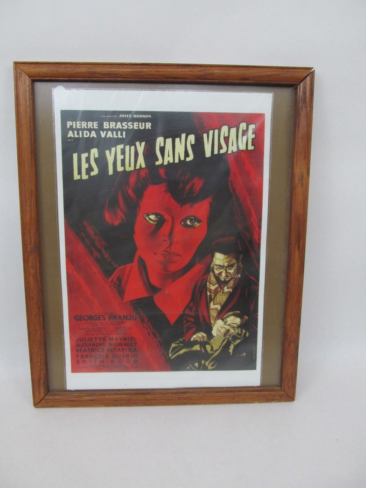 Les Yeux Sans Visage Vintage Foreign Movie Poster in Frame Eyes without a Face