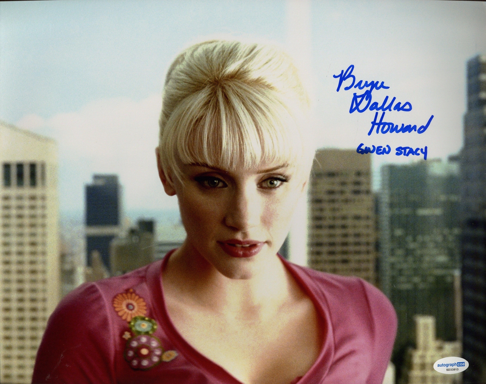 Bryce Dallas Howard “Spider-Man 3” AUTOGRAPH Signed ‘Gwen Stacy’ 11×14 Photo D