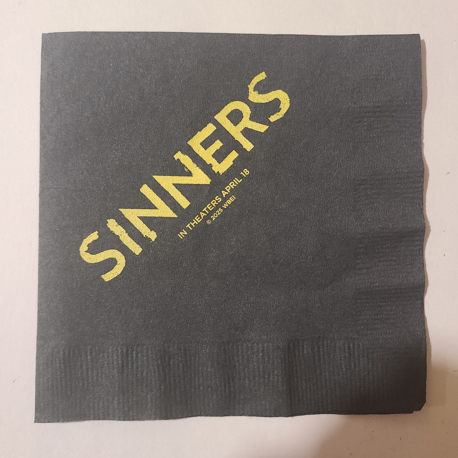 RARE Sinners 2025 Michael B. Jordan Warner Brothers Movie Promo Napkin Horror