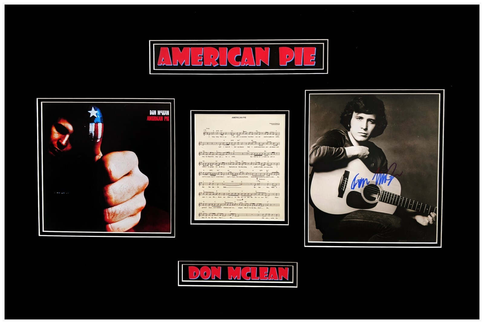 Don McLean Signed “American Pie” Photograph-Matted and Framed Ready to Hang