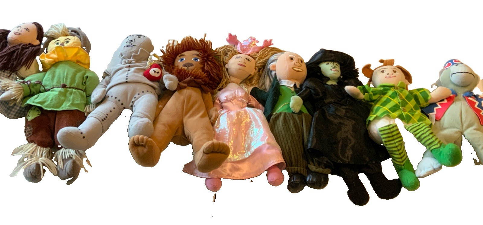 9 Vintage Nanco Wizard Of Oz Plushes- Dorthy, Scarecrow, Lion, Tin man, Witches