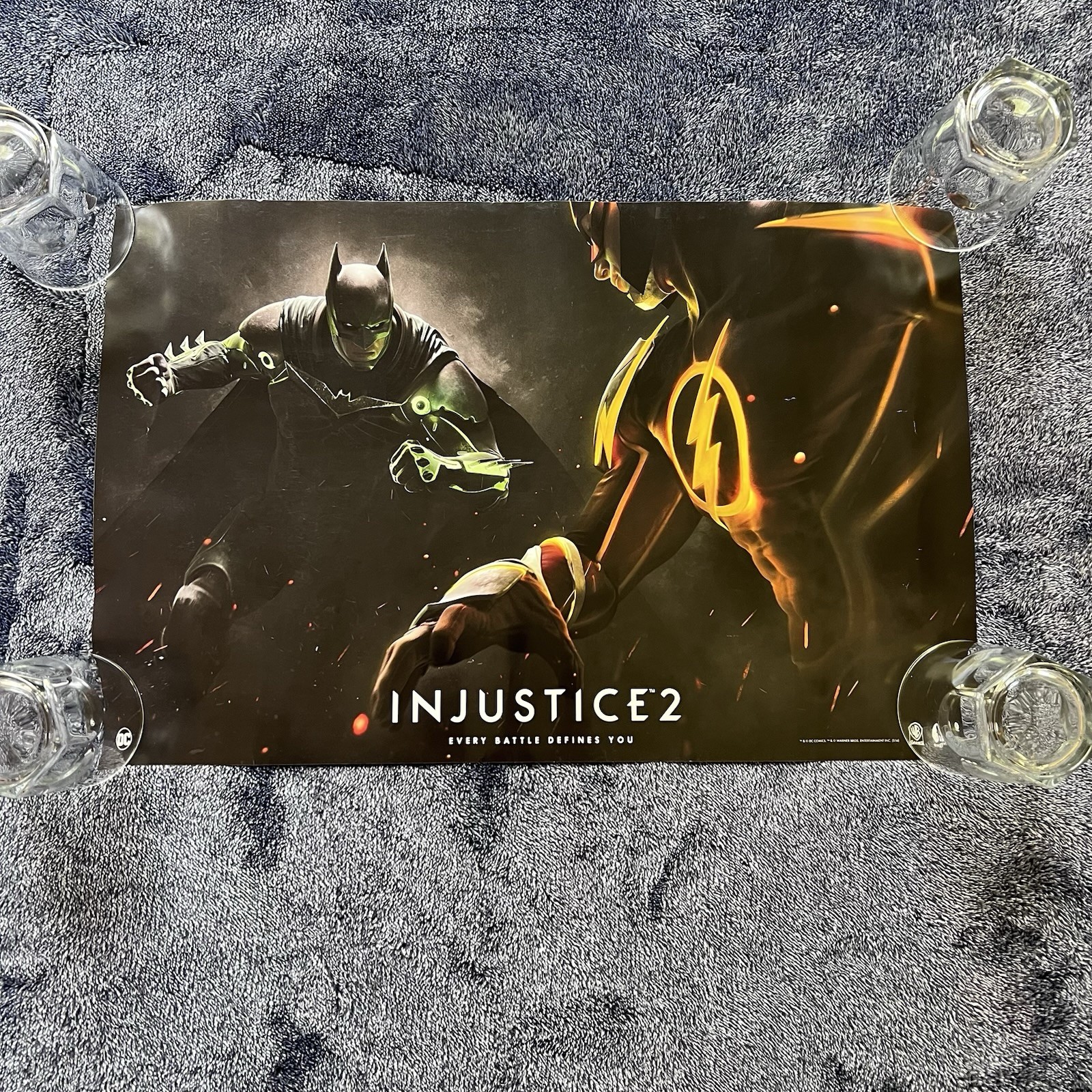 Injustice 2 2016 Promo Poster 17×11 Batman vs Flash GameStop Display DC
