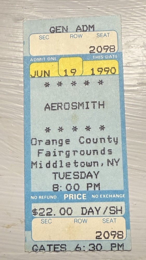 AEROSMITH/BLACK CROWES RARE CONCERT TICKET STUB MIDDLETOWN, NY 06/19/1990