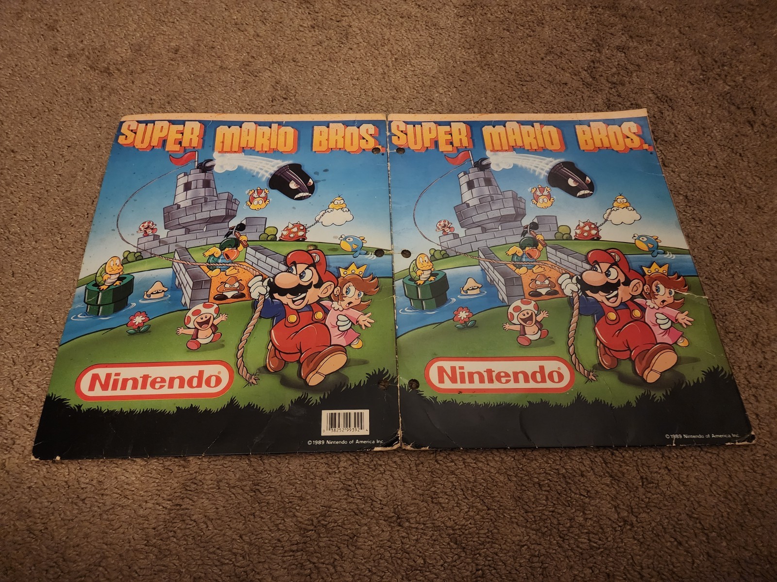 Rare 1989 Vintage Nintendo Super Mario Bros Folder w/ Evil Angry Mario