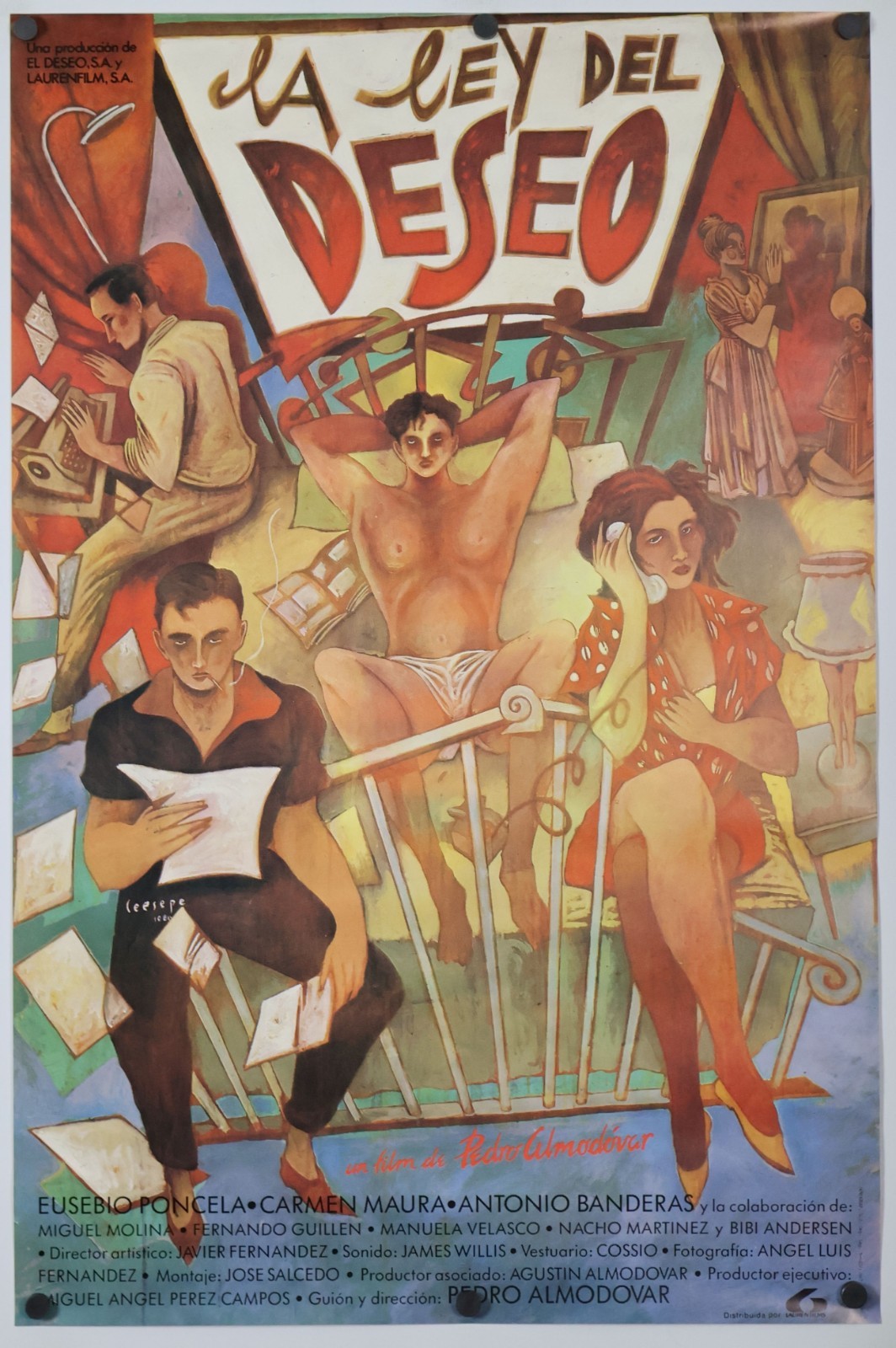 Law of Desire La ley del deseo – Pedro Almodovar – original movie poster – RARE