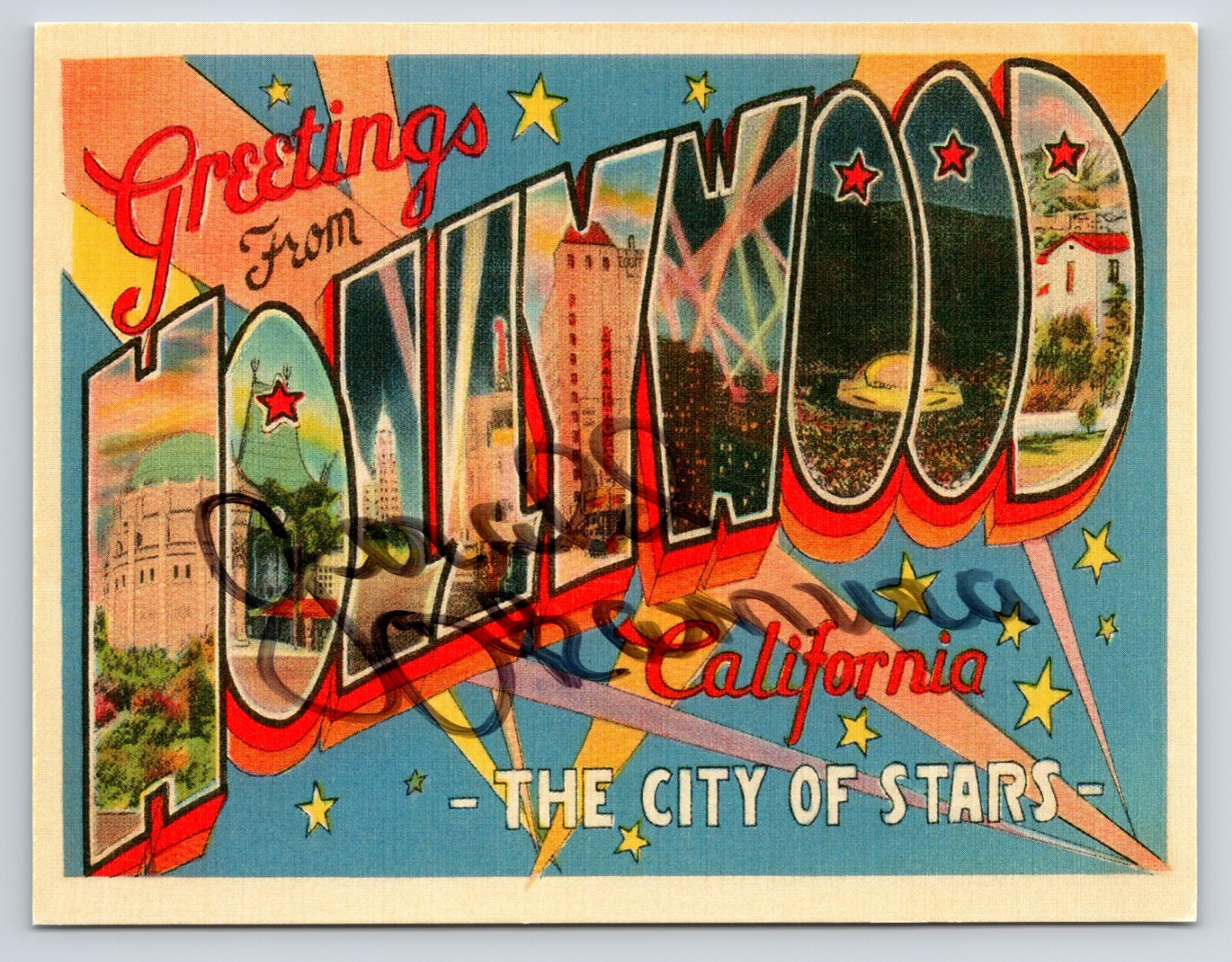 Gerald Okamura Authentic Autographed Signed Greetings From Hollywood Postcard