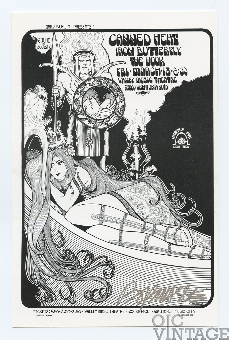 Canned Heat Handbill w/ Iron Butterfly the Hook 1969 March 15 Woodland Hills
