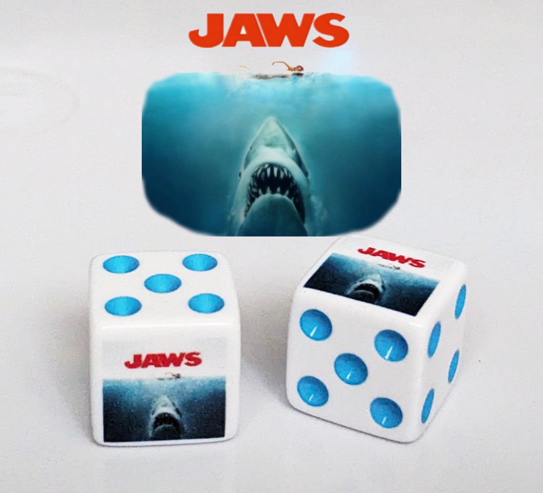 JAWS Shark Horror Movie Dice Pair Set Collectible Board Game Night Rare