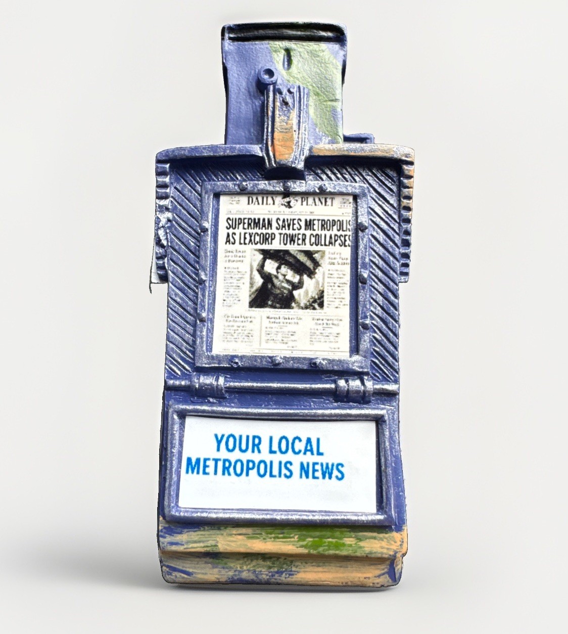 Daily Planet Superman Miniature Blue Outdoor Newspaper Box 1:12 Scale News