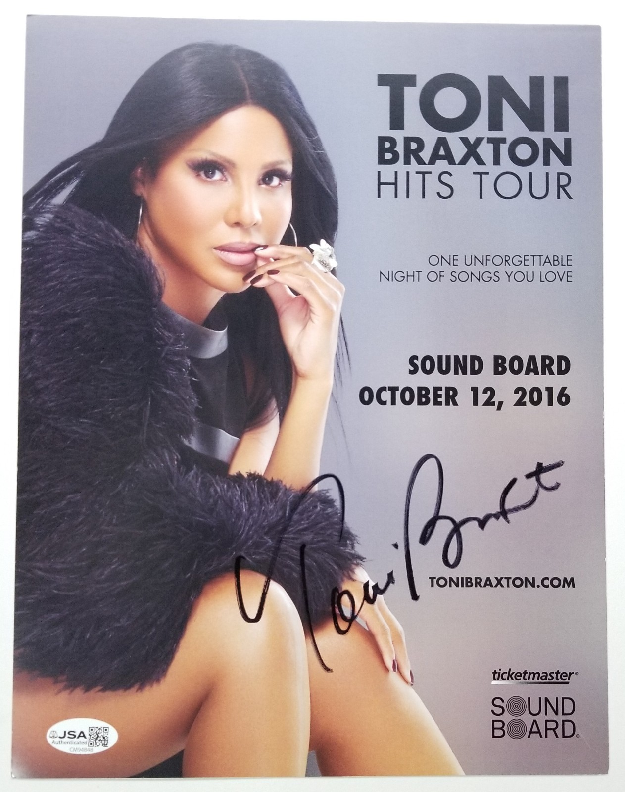 Toni Braxton REAL hand SIGNED 2016 Concert Show Promo Photo JSA COA Autographed