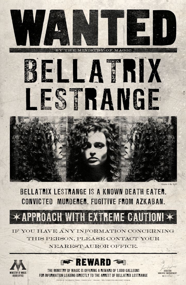 Harry Potter Bellatrix’s wanted 11″ x 17″ Collector’s Movie Poster
