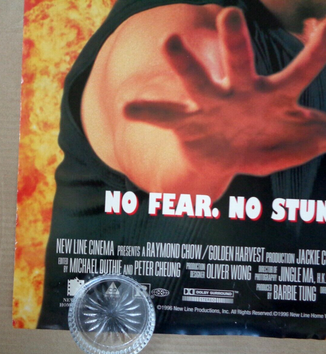 Rumble In The Bronx 1995 Original U.S. 2-Sided Home Video Poster Jackie Chan