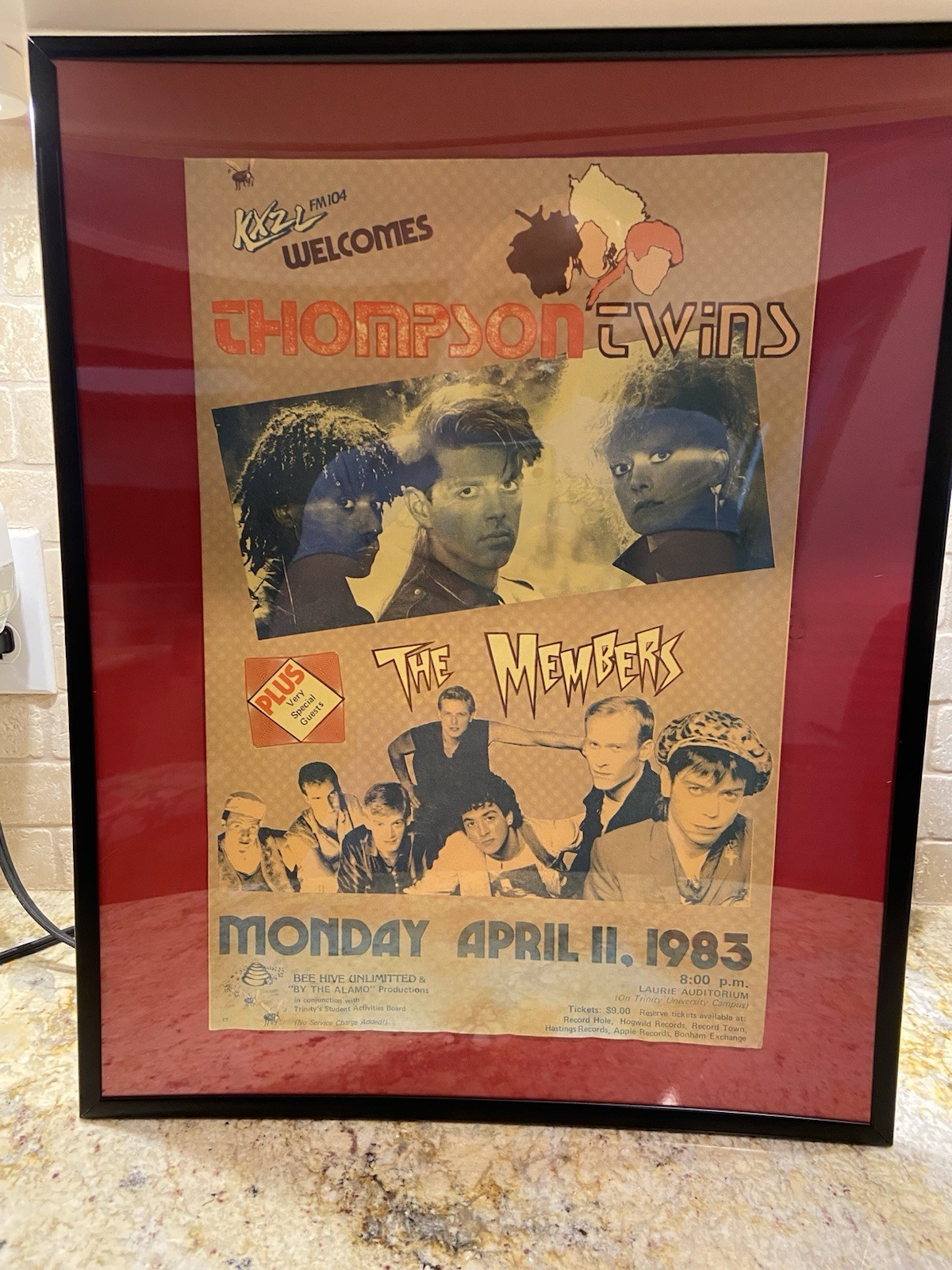 Thompson Twins Concert Poster Laurie Auditorium April 11, 1983 The Members
